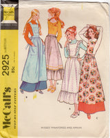 1970's McCall's Pinafora or Full Apron with Ruffle Shoulders - Waist 25.5-27" - No. 2925