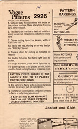 1970's Vogue Couturier Design Blouse, Skirt and Jacket Pattern by Sybil Connoly - Bust 36" - No. 2923