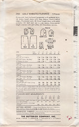 1960's Butterick Child's Yoked Dress Pattern in Two Lengths - Chest 26" - No. 2958