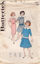 1950's Butterick Child's Sheath or Drop Waist Dress Pattern with Gathered or Pleated Skirt - Chest 28-30" - No. 8651