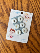 1940’s Lucky Day Pearl Buttons - Opaque - Set of 6 - 1/2" -  on card