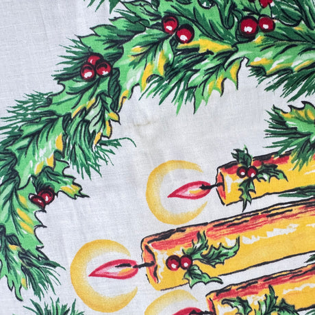 1960’s Candle and Wreath Border Print Cotton blend fabric (P53)