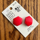 1980’s Piece Goods Shop Red Plastic Shank Buttons - Set of 2 - 7/8" -  on card