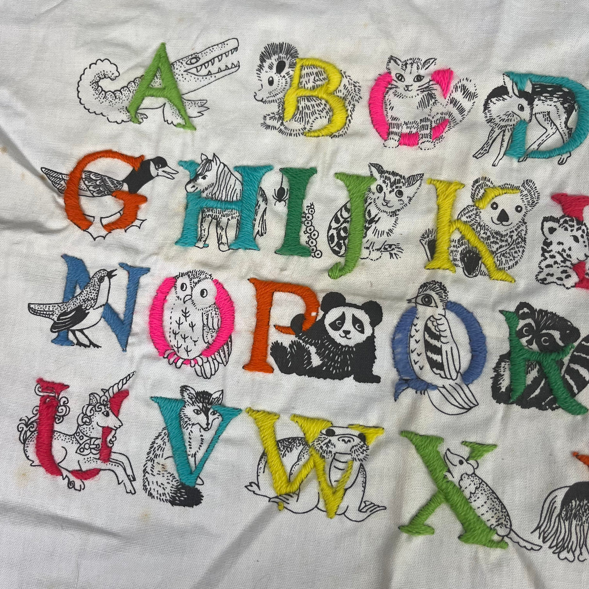 1970’s Animal Alphabet Embroidery Completed