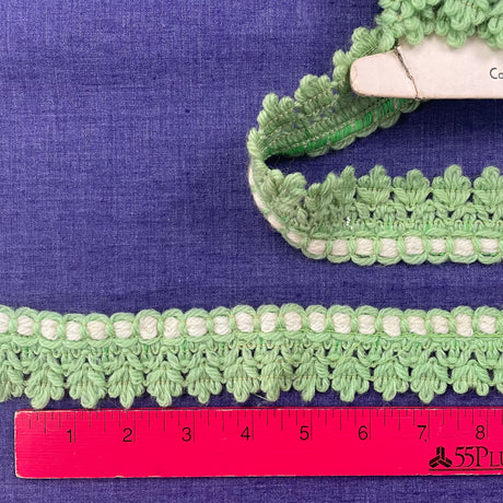 1970’s Light Green and White Edge Wool Trim - BTY