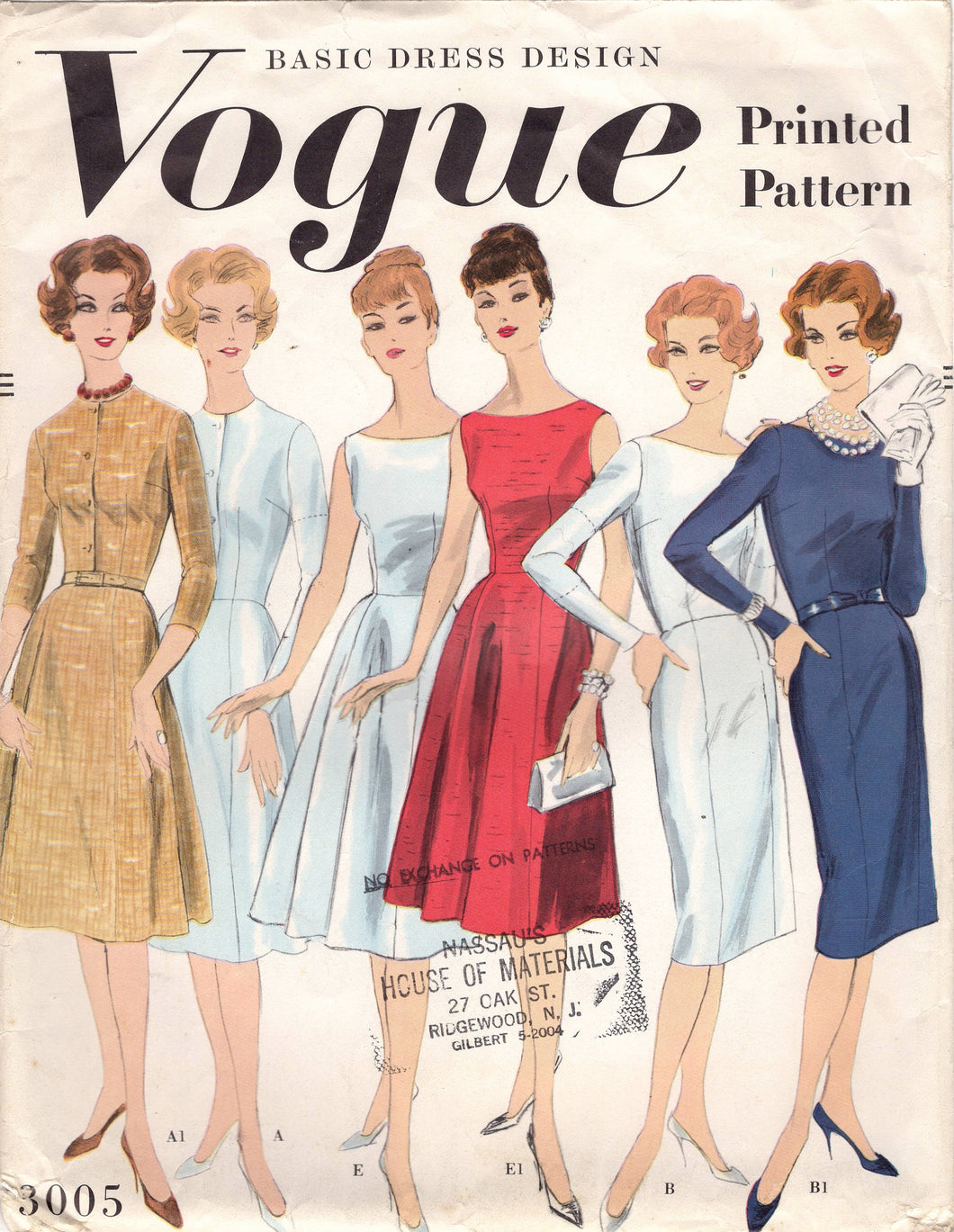 1950's Vogue Basic Dress Pattern - Bust 38