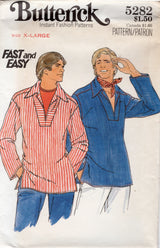 1970's Butterick Men's Pullover Shirt Pattern - Chest 46-48" - No. 5282