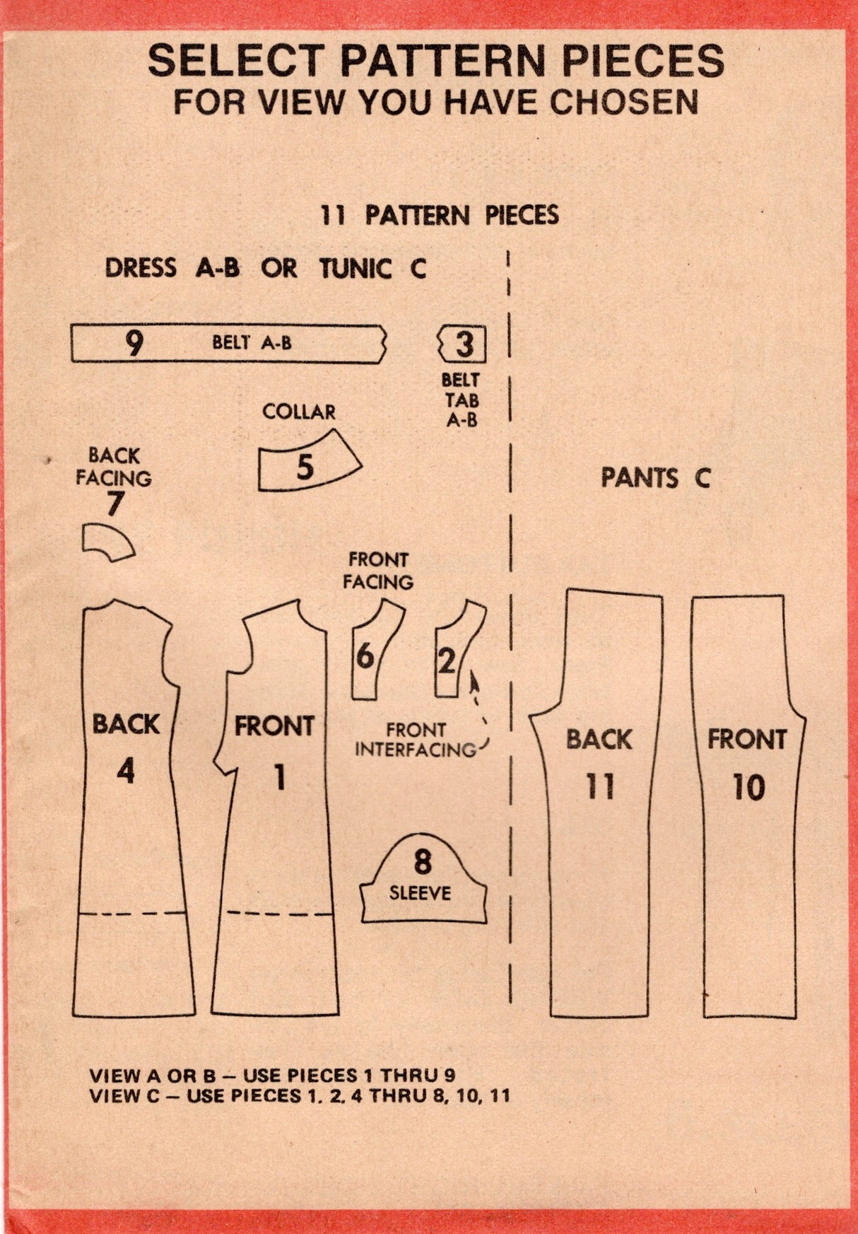 1970's McCall's Dress or Tunic and Pants Pattern  - Bust 41" - No. 3102