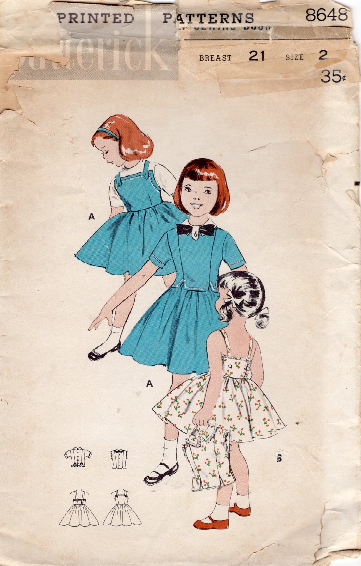 1950's Butterick Child's Summer Dress and Overblouse Jacket Pattern - Chest 21" - No. 8648