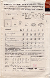 1950's Butterick Child's Fit and Flare Shirtwaist Dress Pattern - Chest 28" - No. 6233