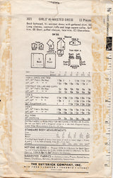 1960's Butterick Child's Dress Pattern with Large Collar - Chest 20-23" - No. 3021