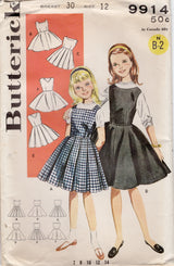 1960's Butterick Child's Set of Jumper Dresses Pattern - Chest 30" - No. 9914