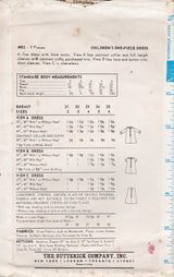 1960's Butterick Child's Tucked Front Dress  - Chest 22" - No. 4983