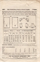 1940's Butterick Child's Dirndl Dress Pattern In Two lengths - Chest 23" - No. 4491