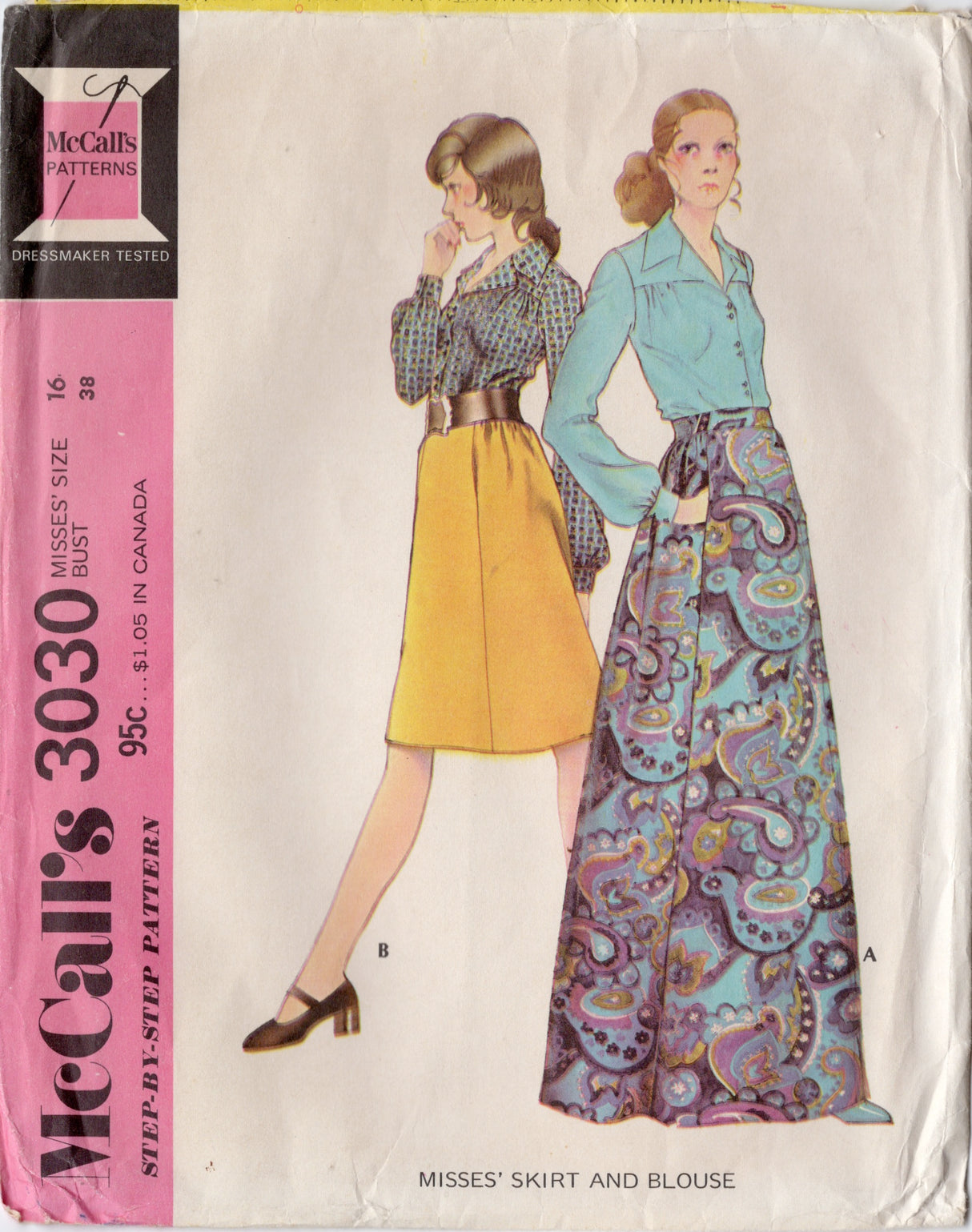 1970's McCall's UFO Button Up Blouse and Maxi or Midi Skirt Pattern - Bust 38" - No. 3030