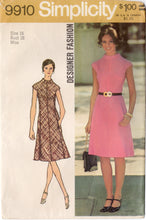 1970's Simplicity UFO Modified Princess line Dress Pattern with pockets - Bust 38" - No. 9910