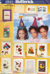 1990's Butterick Primrose Cottage NO-SEW Party Cards, Bags and Hats Pattern - No. 4841