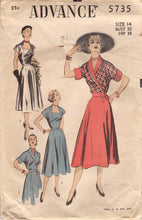 1950's Advance Fit and Flare Dress Pattern with Square Neckline and Wrap Jacket - Bust 32" - No. 5735