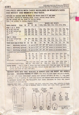 1960's Simplicity Sheath Dress Pattern with Rounded or V Neckline - Bust 42" - No. 6281