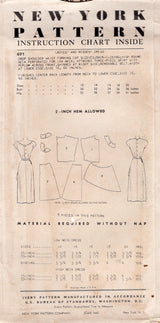1950's New York Scallop or High Neckline Dress Pattern with Peplum - Bust 36" - No. 691