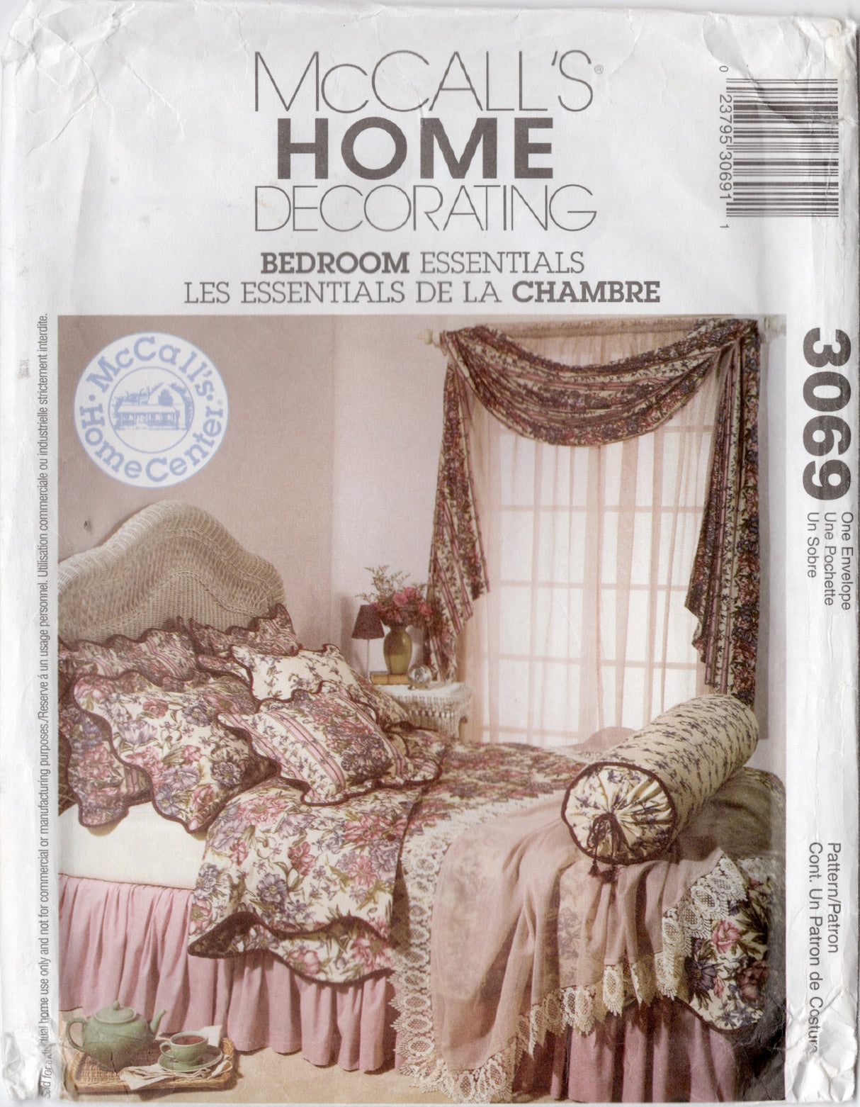 2000’s McCall’s Home Decorating Bedroom Essentials Pattern, Pillows, Pillow Shams, Curtains, Duvet Cover, Dust Ruffle - No. 3069