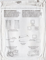 2000’s McCall’s Home Decorating Bedroom Essentials Pattern, Pillows, Pillow Shams, Curtains, Duvet Cover, Dust Ruffle - No. 3069