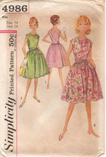 1960's Simplicity Back Wrapped Dress Pattern with High Neckline - Bust 34" - No. 4986