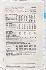 1970's Butterick A-Line Short or Long Dress with long sleeves - Bust 33.5" - No. 3074