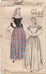 1940's Vogue Evening or Prom or Homecoming Dress with Off the Shoulder Sleeves - Bust 31.5" - no. 3090