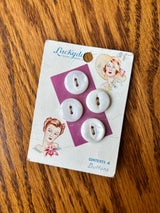 1940’s Lucky Day Pearl Buttons - Opaque - Set of 4 - 5/8" -  on card (50AB)