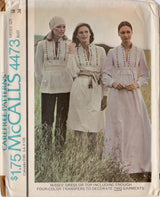 1970's McCall's Deep V Top, Mini or Maxi Dress Pattern with Four Color Transfer - Bust 38" - No. 4473