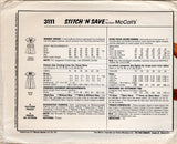 1980's McCall's MuuMuu Dress Pattern with Raglan Sleeves - Bust 36-40" - No. 3111