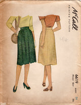 1940's McCall Straight Skirt Pattern - Waist 24" - No. 6610