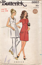 1970's Butterick One Piece Dress Pattern with Fitted Waist - Bust 38" - No. 5983