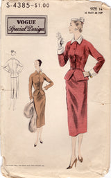 1950's Vogue Special Design Two Piece Suit Dress Pattern - Bust 32" - No. S-4385