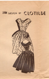 1950's Clotilde One Piece Fit and Flare Dress Pattern - Bust 30" - No. 3164