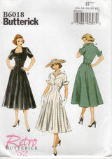 1950's Butterick REPRODUCTION Empire Waist Fit and Flare Dress Pattern - Bust 36-44" - No. B6018