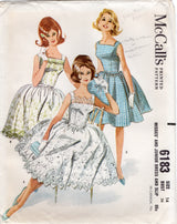 1960's McCall's Square Neckline Fit and Flare Dress and Slip Pattern - Bust 34" - No. 6183