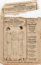 1920's McCall Drop Waist Dress Patterns with Wrap Skirt and Cap or Long Sleeves  - Bust 32" - No. 3709