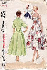 1950's Simplicity Fitted Waist Summer Dress and Bolero Jacket Pattern - Bust 31" - No. 3207