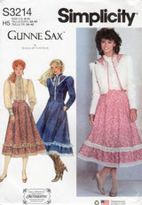 1980's Simplicity REPRODUCTION GUNNE SAX Blouse, Quilted Jacket and Skirt Pattern - Bust 30.5-36" - No. S3214