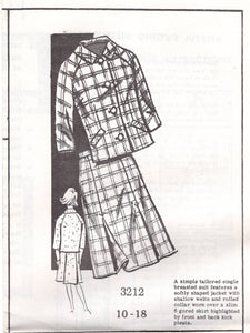 1960's Mail Order Boxy Suit Pattern with A line skirt - Bust 38" - no. 3212