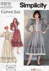 1980's Simplicity REPRODUCTION GUNNE SAX High Neckline Prairie Dress Pattern - Bust 30.5-36" - No. S3215
