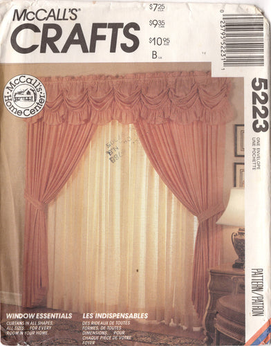 1990's McCall's Valance, Curtains, and Tie Backs Pattern - UC/FF - No. 5223