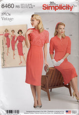 1950's Simplicity REPRODUCTION Sheath Dress and Bolero Jacket Pattern - Bust 30.5-44" - No. 8460