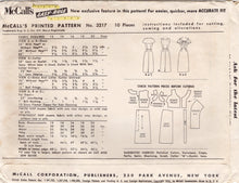 1950's McCall's Shirtwaist Sheath Dress with Large Draped Collar - Bust 34" - No. 3217