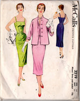 1950's McCall's Sheath Dress with Thin Straps Dress and Jacket Pattern - Bust 32" - No. 3219