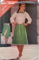 1980's Butterick Wrap Skirt and Scarf Pattern - Waist 28-32" - No. 3813