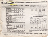 1950's McCall's Shirtwaist Dress with Slim or Full Skirt - Bust 34" - No. 3722