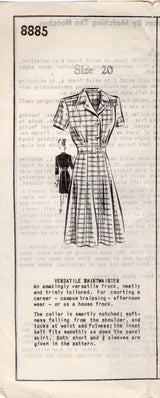 1940's Mail Order Shirtwaist Dress Pattern - Bust 38" - No. 8885